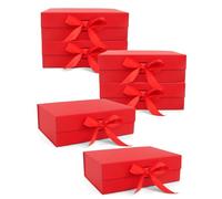Gift Boxes With Lids, 6 Pack Magnetic Gift Box Gift Box With Ribbon, Bridesmaid Proposal Box For Birthday Christmas Bridesmaid Wedding, 10.5"X7.5"X3.1" (Red)