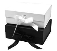 Gift Boxes with Lids,Goomp 2PCS Magnetic Gift Box for Presents 33x27x12cm Large Gift Boxes Black and White Gift Boxes for Presents Paper Wedding Favor Boxes,Birthday Gift Box Bulk, Party Favor Boxes