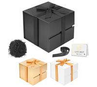 Gift Boxes with Lids, Magentic Large Gift Box 22x22x22cm Luxury Present Box with Ribbon Greeting Card Shredded Paper for Wedding Birthday Christmas Anniversary Packaging