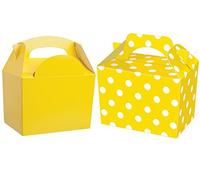 Gift Boxes - x5 Plain Yellow AND x5 Spotty Yellow - Birthday Party Food Bag Box