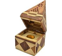 GIFT BRIT Sheesham Wood Pyramid Incense Cone Burner Box