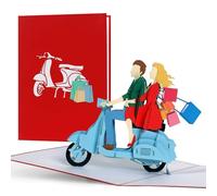Gift card shopping for women, shopping trip gift voucher mum, gifts or gift ideas for her, wife, best friend, mummy, 3d Pop Up card, Vespa scooter, H18