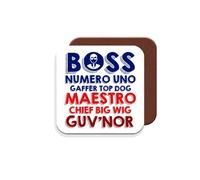 Gift Coaster for Boss/Manager - Boss Numero Uno Gaffer Top Dog Maestro Chief Big Wig Guv'Nor - Giftset - Made by MUGGZ in The UK