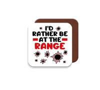 Gift Coaster for Shooting Enthusiast - I'd Rather Be at The Range. - Giftset - Made by MUGGZ in The UK