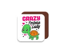 Gift Coaster for Tortoise Crazy Tortoise Lady - Giftset - Made by MUGGZ in The UK
