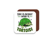 Gift Coaster for Tortoise Life is Better with A Tortoise - Giftset - Made by MUGGZ in The UK