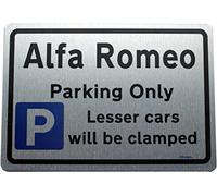 Gift compatible for Alfa Romeo owner Metal Faced Car Parking Sign - Personalised present for 146 159 147 156 gtv spider mito brera models 155 ts 3.0 v6 (Large 300mm)