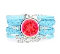 Gift,Creative,Watermelon,Fruit,Love,Adjustable,Leather,Braided,Bracelet Blu