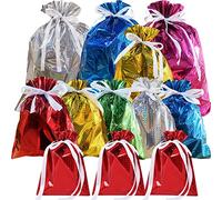 Gift Drawstring Gift Bags Multipack,12 Pack Large Reusable Solid Color Bag Birthday Foil Shinning Gift Bags,Jumbo Gift Bag Wedding Gift Wrapping Bag for Wrapping Presents Birthday Party
