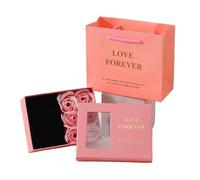Gift Favour Boxes Bags, Jewelry Packaging Box Bag Set Window Opening Letter Pattern 14x11.7x6cm Multicolor(Pink,1 count (Pack of 1))