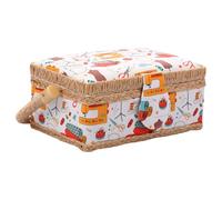 Gift Filled Sewing Box 19x13x10cm Sewing Basket Organizer with Inside Pocket Portable Sewings Craft & Hobby Storage Box Sewing Supplies Basket for Needles Thread Tape Measure Scissors(Beige)