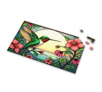 Gift For 4 Year Old Boy A Stained Glass Hummingbird Surrounded By Vibrant Flowers. Picture Puzzle Toddlers Toys Toys For Boys 4-6(1000PCS)