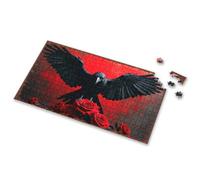 Gift For 4 Year Old Boy Black Raven With Red Roses Against A Dramatic Blood-Red Sky Picture Puzzle 3 Year Old Girl Gifts Toddler Puzzles(300PCS)