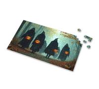 Gift For 4 Year Old Boy Five Hooded Figures Carry Glowing Jack-O'-Lanterns In A Misty Forest. Picture Puzzle Toddlers Toys Toys For Boys 4-6(300PCS)