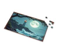 Gift For 4 Year Old Boy Full Moon Glows Over Lighthouse By The Sea Picture Puzzle 3 Year Old Girl Gifts Toddler Puzzles(500PCS)
