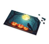Gift For 4 Year Old Boy Halloween Pumpkins, Bats, And A Crow Under A Full Moon In A Spooky Forest. Picture Puzzle Toddlers Toys Toys For Boys 4-6(500PCS)