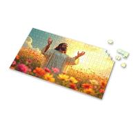 Gift For 4 Year Old Boy Jesus Stands In A Field Of Flowers, Arms Raised Towards The Sky Picture Puzzle Kids Toys For Girls Gifts For 5 Year Old Girls(500PCS)