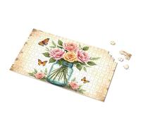 Gift For 4 Year Old Boy Vintage Roses And Butterflies In A Jar Picture Puzzle Puzzles For Adults 1000 Pieces 1500 Piece Puzzle(300PCS)