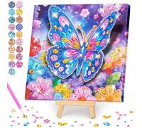 Gift for 6 7 8 9 10 Year Old Girls, Butterfly Diamond Art Craft Kit for Kid