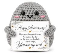 Gift For Anniversary Couples Anniversary Handmade Crochet Rock Keepsake | Handmade crochet rock with "You Are My Rock" card, a sentimental anniversary keepsake gift for husband, wife, or couple.