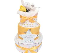 Gift for Baby Shower New Born Baby Gift Set - 3 Tier Nappy Cake - Unisex Baby Gift Hamper Elephant Themed Present