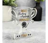 Gift For Best Teaching Assistant No 1 Rosette Trophy Keepsake Plaque Ornament | Acrylic Ornament Gift Thank You Teacher Present Keepsake Gift Custom Home Decor Gift, Small Trinket, Unique Present