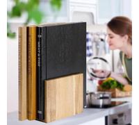 Gift for Book Lovers Who Cook - Book Style Chopping Board Set with Wooden Stand, 3 Solid Wood Cutting Boards that Look Like Books, Novelty Kitchen Gift for Chefs, Bread Meat Vegetables