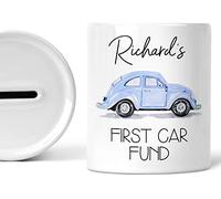 Gift For Boys Personalised First Car Fund Piggy Bank 17th Birthday Gifts Money Box For Him Mens Custom Name Learner Driver Savings Jar Birthday Ceramic Keepsake Christmas