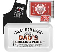 Gift for Dad Christmas Birthday - Dad Gifts from Daughter Son - Best Dad Ever Dad Grill Plate BBQ Daddy Grilling Father's Day Barbecue Serving Tray Plate Gifts for Grandpa Papa Dad Birthday Christmas