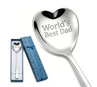Gift for Dad Fathers Day Gift Teaspoons Heart Shaped Ice Cream Dessert Spoons Small Stainless Steel Coffee Spoon Presents Ideas Father's Day Christmas Birthday Gifts from Daughter Son Daddy Gifts