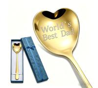 Gift for Dad Fathers Day Gift Teaspoons Heart Shaped Ice Cream Dessert Spoons Small Stainless Steel Coffee Spoon Presents Ideas Father's Day Christmas Birthday Gifts from Daughter Son Daddy Gifts