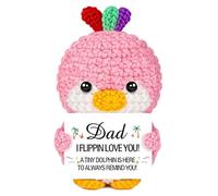 Gift for Dad，Handmade Emotional Support Crochet Little Dolphin Doll Desk Decor，Dad Gift from Daughter, Son - Father's Day, Christmas, Birthday Present Idea