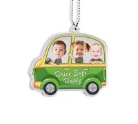 Gift for Dad Personalised Keyring with Photo Name - Drive Safe Daddy - Gift for Daddy Fathers Day Christmas Birthday Keychain Gifts from Son Daughter - Car Ornament Hanging