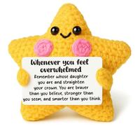 Gift for Daughter from Mom Dad, Crochet Star Encouragement & Sentimental Keepsake, Inspirational Birthday, Graduation Gift for Girls, Adult Daughter, Straighten Your Crown Desk Decor