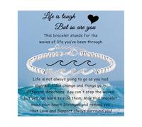 Gift for Daughter Sister Bestie Friends Mom The Waves of Life We've Through Together Wave Bracelet Women Birthday Retirement Insprational Gifts for Her, 7, Stainless Steel, no gemstone