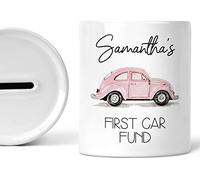 Gift For Girls Personalised First Car Fund Piggy Bank 17th Birthday Gifts Money Box For Her Ladies Custom Name Learner Driver Savings Jar Birthday Ceramic Keepsake Christmas