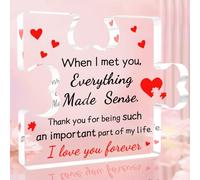 Gift for Him Her Boyfriend Girlfriend - I Love You Acrylic Plaque 10×8.2×1cm, Anniversary Valentine's Birthday Presents for Wife Husband, Couple, Romantic Love Thin