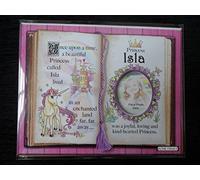 Gift for Isla Princess Unicorn Pink Mount with Special Verse and Choice of Photo Frame (Brown Frame)