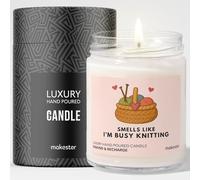 Gift for Knitters - Luxury Soy Wax - Vanilla, Jasmine, Sugared Almond - Makester