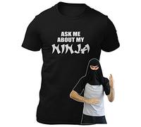 Gift for Men - Ask Me About My Ninja Disguise Flip Ninja Face T-Shirt - Funny Boys T Shirt Black