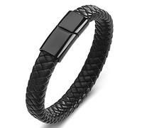 Gift for Men Bracelets Men, Charm Bracelets Woven Bracelet with Engraving Wrist Chain Stainless Steel with Magnetic Clasp