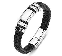 Gift for Men Bracelets Men's Bracelet Men's Punk Woven Bracelet Charms Bracelet Stainless Steel with Magnetic Clasp