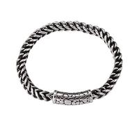 Gift for Men Couple Bracelets, Stainless Steel Charm Bracelet Wheat Chain Bangle Personalised Wrist Chain with Magnetic Clasp, Stainless Steel, Without zirconia