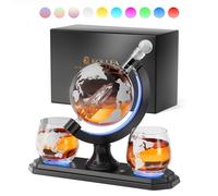 Gift for Men Dad, Kollea 30.4 Oz Whiskey Decanter Set with 2 Glasses, 7 Color RGB Light Globe Decanter, Unique Birthday Him Brother Boyfriend, Personalized Liquor Tequila Bourbon (WG0031)