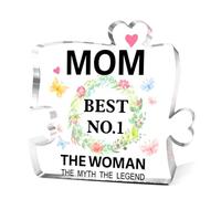 Gift for Mom Floral Acrylic Block Puzzle,Mom Birthday Gifts from Kids,Mother's Day Gift Ideas Desk Decor,Mama Present for Table Bookshelf