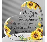 Gift for Mom from Daughter Son Christmas Acrylic Heart Shaped Block for Moms Bonus Heart Plaque Sign for Grateful Mother's Day Birthday Thanksgiving Gift Ideas (Mother and Daughter)