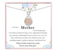 Gift for Mum Mother on Wedding Day Gifts for Mother of the Bride Mum Gifts from Daughter, Silver Rose Infinity Necklaces for Women Mum Wedding Present to Mum Jewellery with Gift Box Message Card