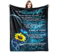 Gift for My Daughter Blanket from Mom as Birthday Present I Love You Letter to Her, Ultra-Soft Flannel Fleece Light Weight Bed Throw (50x40'', Daughter Gift)
