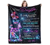 Gift for My Daughter Blanket from Mom as Birthday Present I Love You Letter to Her, Ultra-Soft Flannel Fleece Light Weight Bed Throw (50x40'', Daughter Gift1)