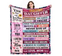 Gift for My Daughter Blanket from Mom as Birthday Present I Love You Letter to Her, Ultra-Soft Flannel Fleece Light Weight Bed Throw 60" x50''